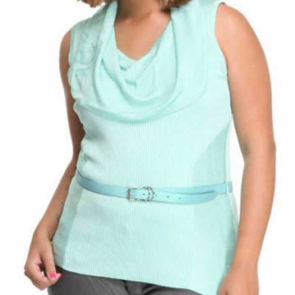 NEW BABY PHAT Sleeveless Cowl Sweater  Aqua 2X 18 20 PLUS SIZE - Picture 1 of 16